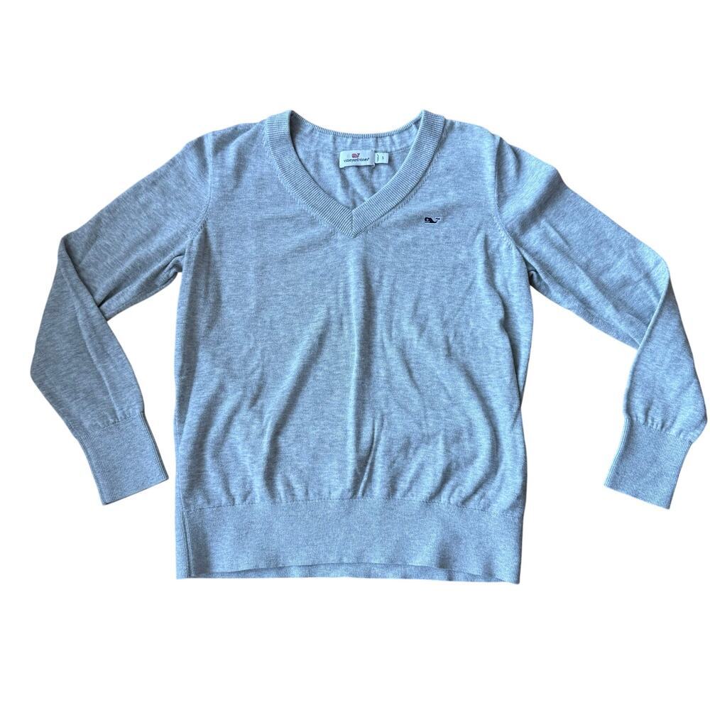 Vineyard Vines Gray Pullover V-neck Knit Sweater Sz S Preppy Spring Chic Minimal
